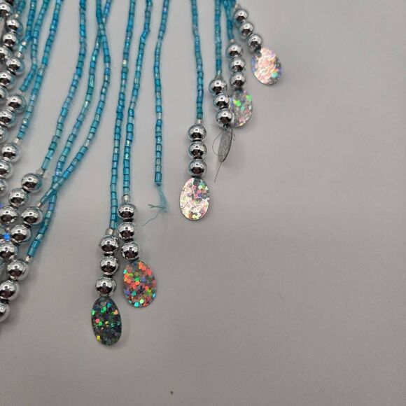 Belly Fancy Bra Blue Sequins Tassle Rhinestone Size 34 - Picture 4 of 8